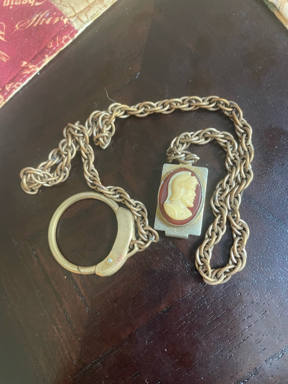Victorian Style Cameo Fob Gold Tone